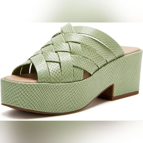 WEDGE Sandal by KATY PERRY The BUSY BEE CRISS/CROSS SLIDE 8M/38 BISCOTTI/TAN 🎄 - Picture 11 of 13